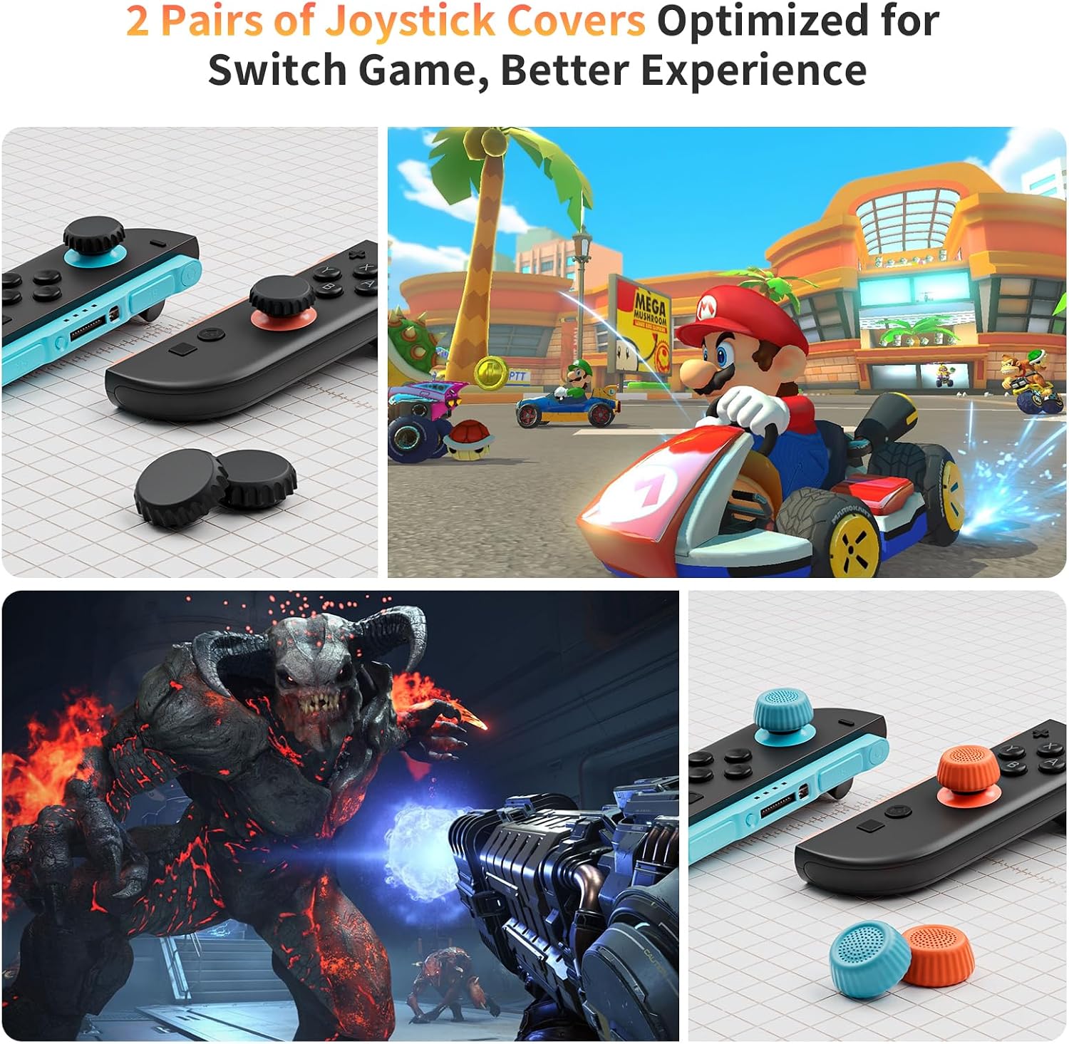 Detalle de Switch 2 Thumb Grip Set – Silikon-Joystick-Abdeckungen für Nintendo Switch 2 (2025) und Pro Controller