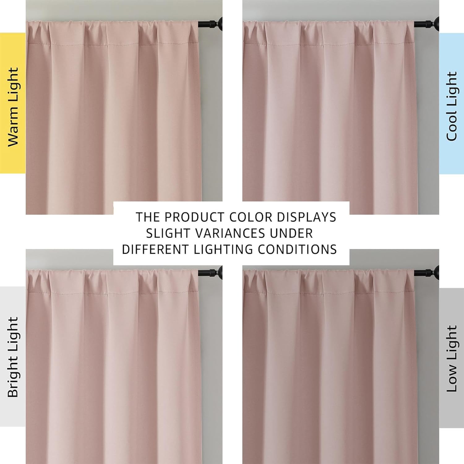 Thumbnail 6 de OWENIE Sally Blush Pink Blackout Curtains for Bedroom 2 Panels 🌟