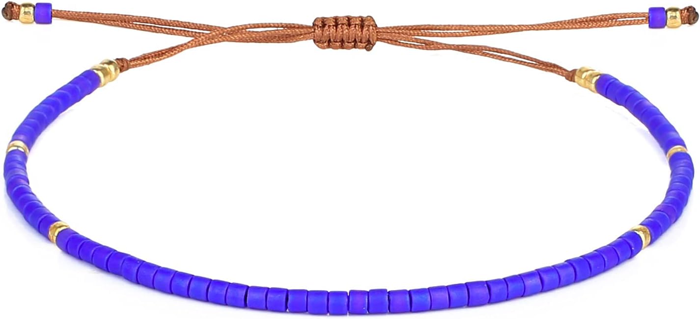 Detalle de KELITCH Damen Perlen Freundschaft Armbänder – Dünne Seil Wrap, handgefertigt
