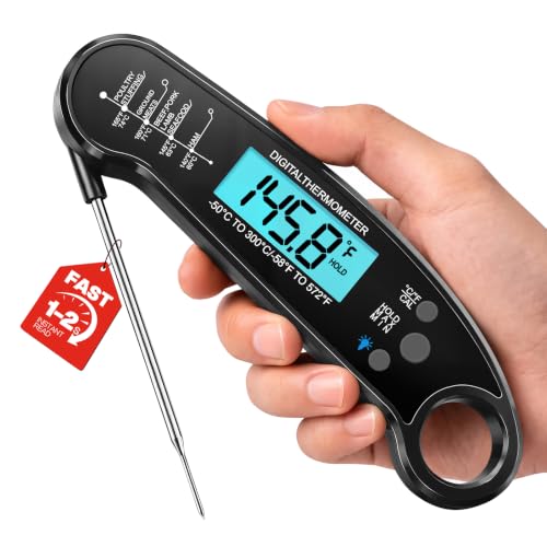 Imagen de ONFIKY Instant Read Digital Meat Thermometer — 1-2 Second Readouts, IP67 Waterproof, 572°F/300°C en OfertitasTOP