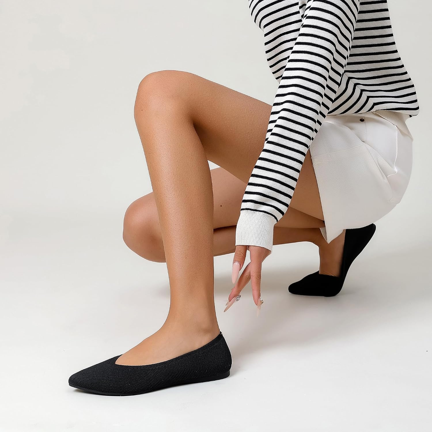 Detalle de AprCoco Knit Ballet Flats with Pointed Toe for Women