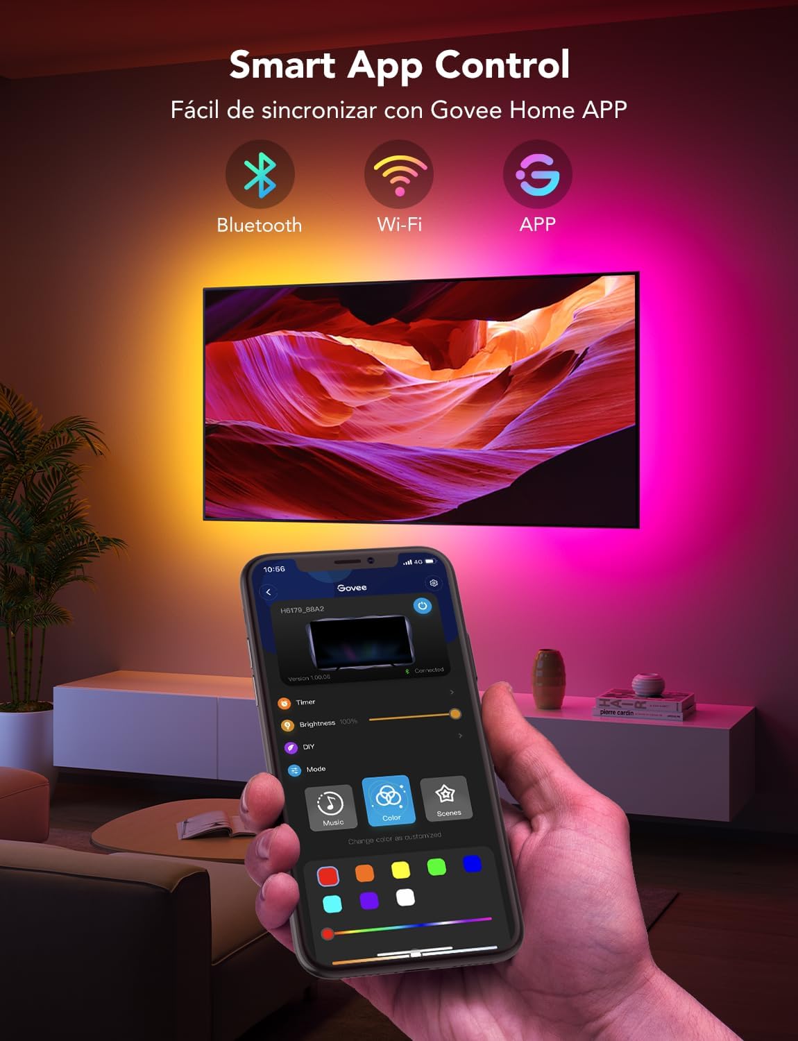 Detalle 2 de Govee LED TV Backlight RGBIC 2,4M 🌈 - Control Inteligente