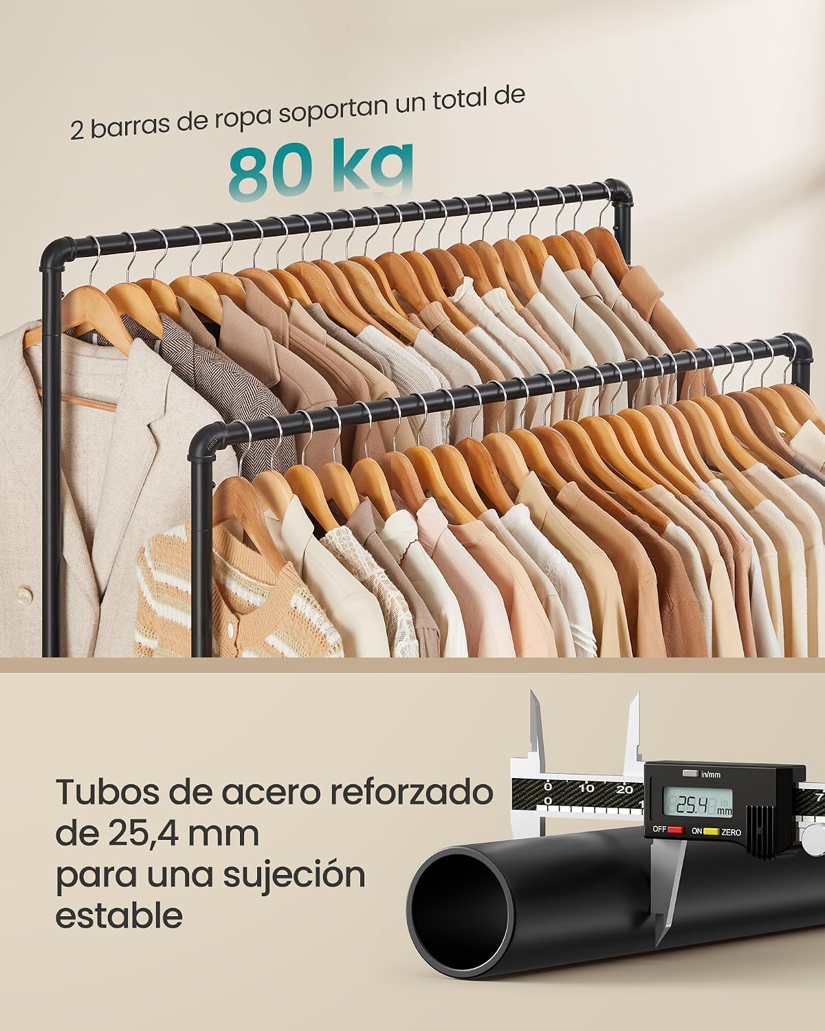 Thumbnail 2 de SONGMICS HSR60B Perchero burro doble 59x100x162 cm