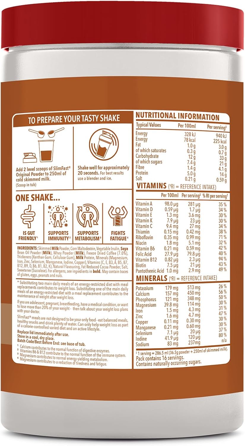 Detalle de SlimFast Meal Replacement Powder Café Latte 584g (16 Servings)