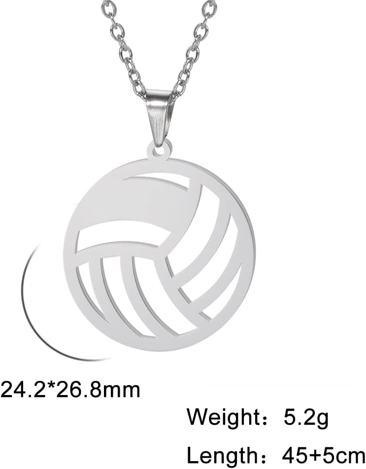 Detalle 2 de Collier volleyball creux VASSAGO en acier inoxydable – bijou sportif minimaliste ajustable