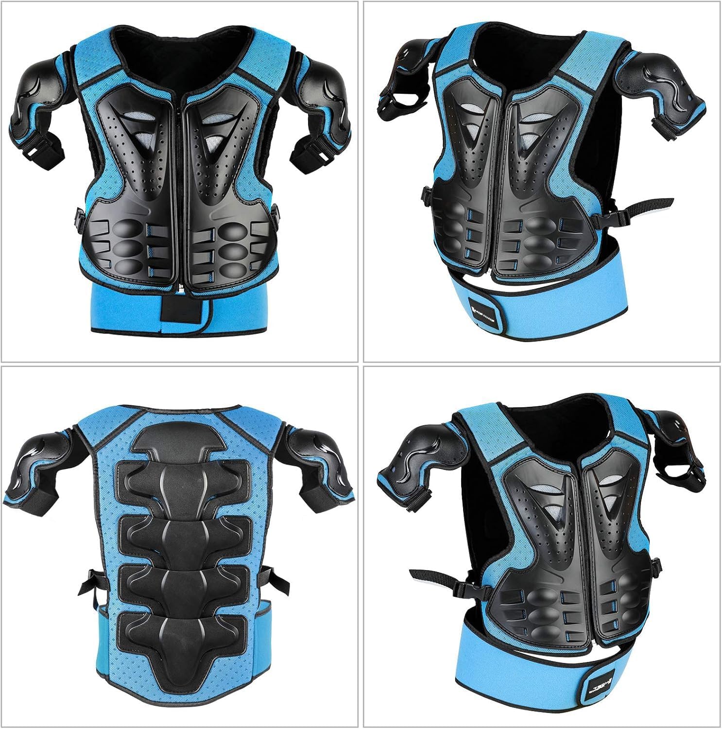 Detalle de Fansport Motorrad-Schutzset für Kinder (5tlg.): Jacke mit Schulter-/Ellbogen- und Knieschutz, verstellbar, 4–14 Jahre