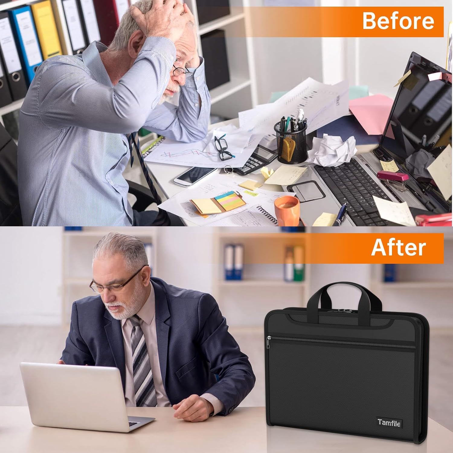 Detalle 2 de Tamfile Fireproof Document Organiser with Lock, 13 Pockets – A4 Expanding File Folder