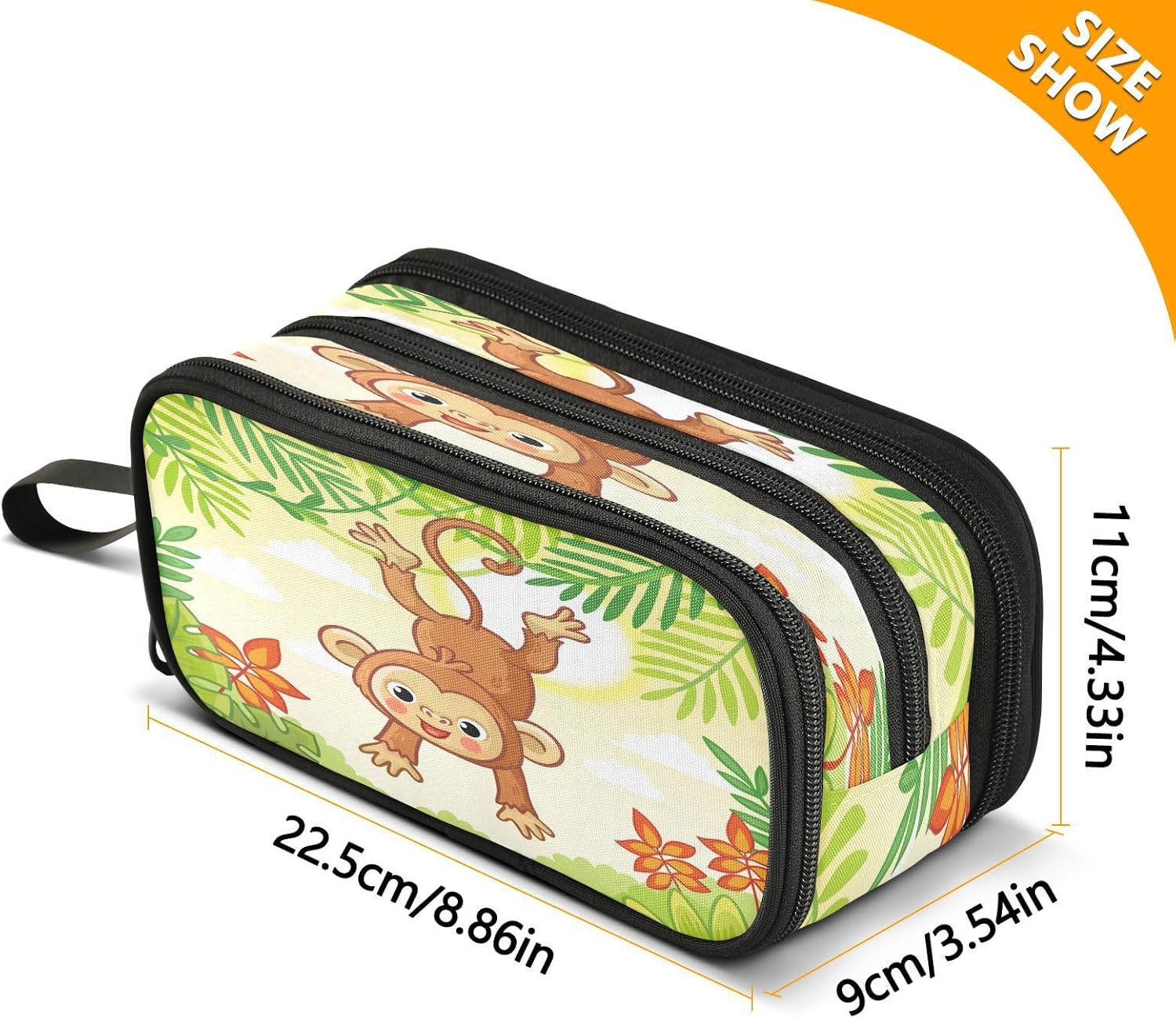 Detalle 2 de Mnsruu Cute Cartoon Monkey Pencil Case – Large Capacity Nylon Stationery Organizer