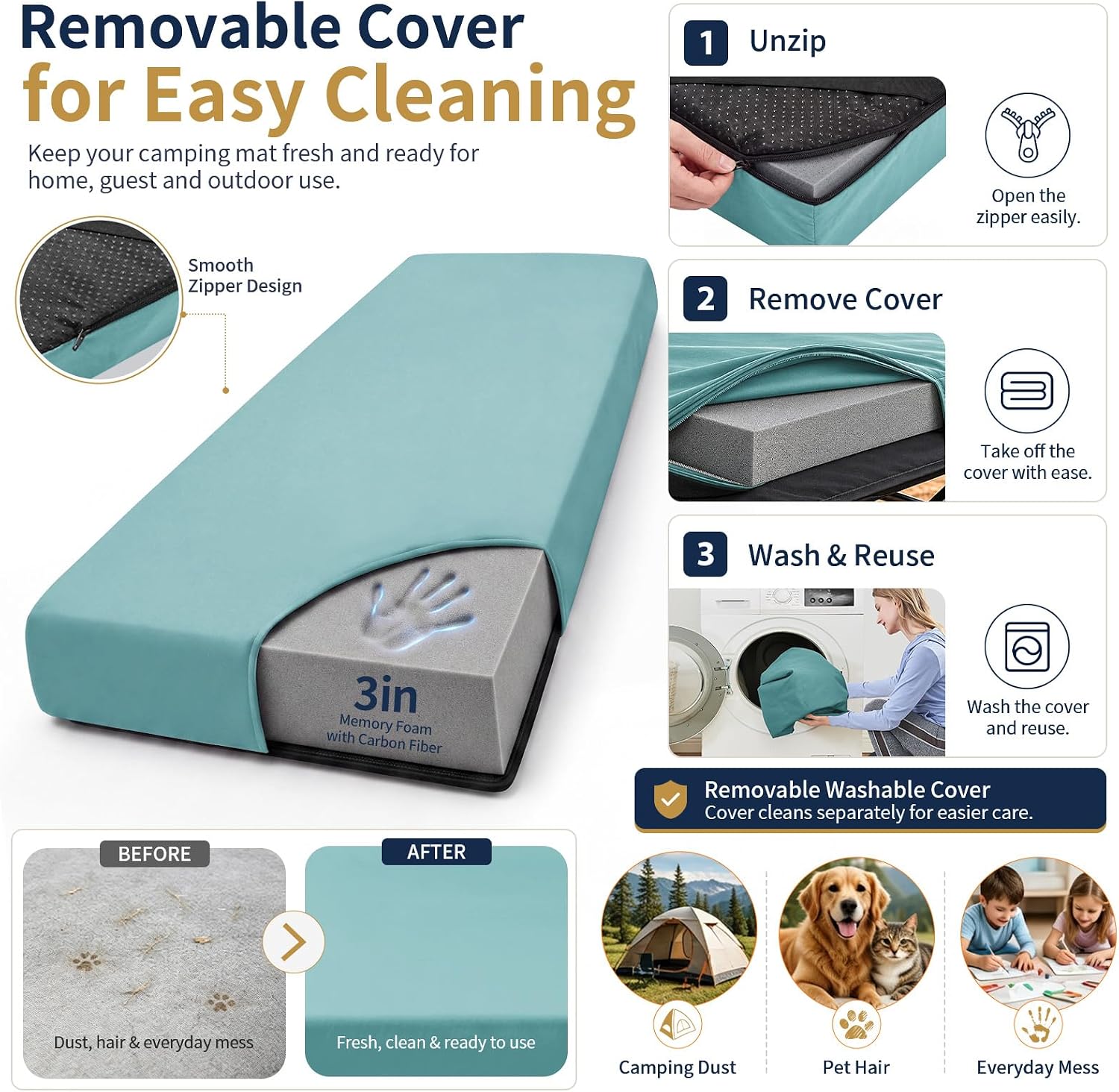 Thumbnail 6 de CYMULA Camping Mattress Pad Memory Foam