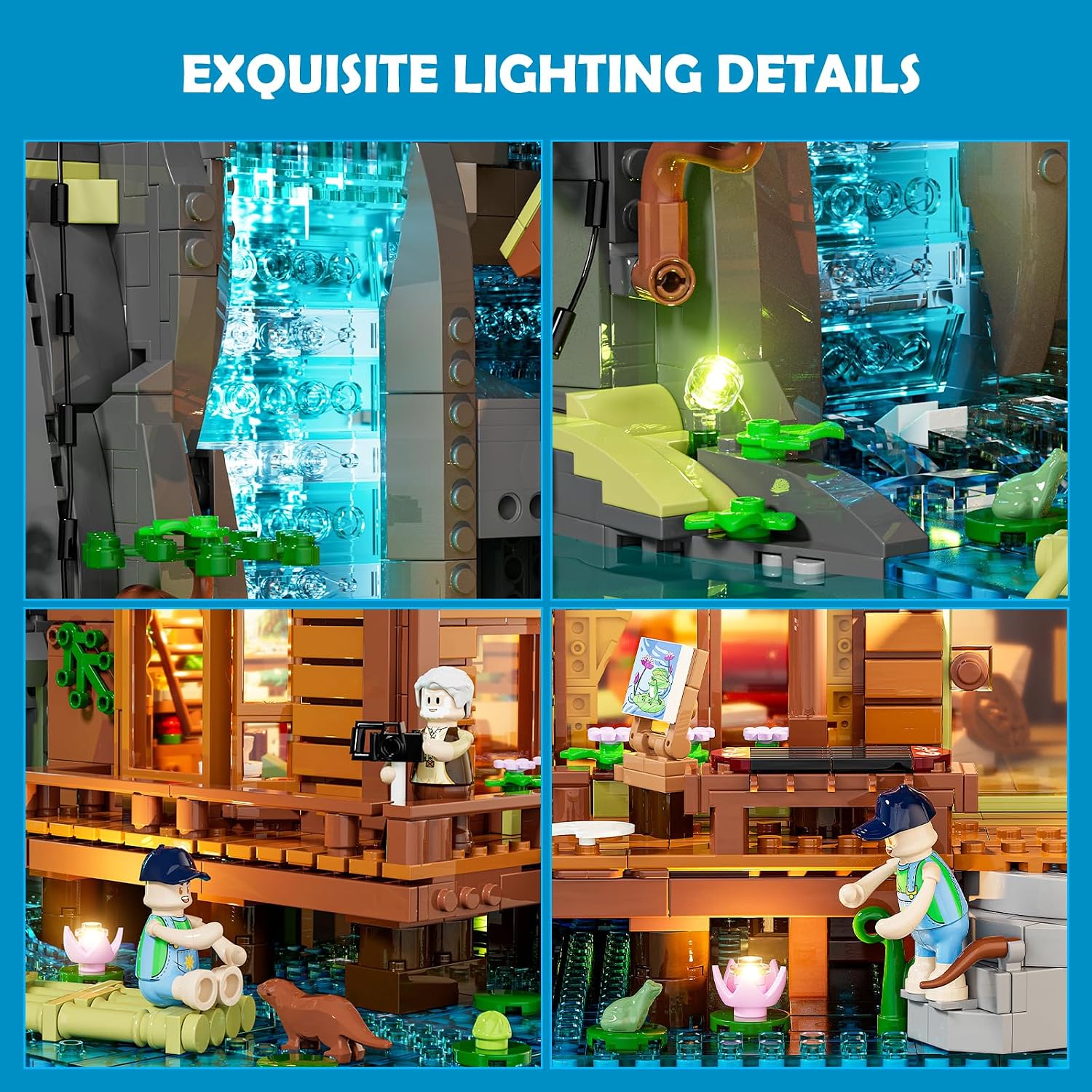 Detalle 2 de Lumibricks Waterfall-Cabin 2539-piece building bricks set 🧩