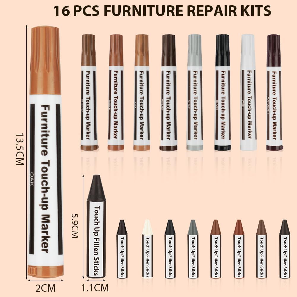 Detalle de ACWOO 4039843 houtreparatieset voor meubels met markers en wasstiften