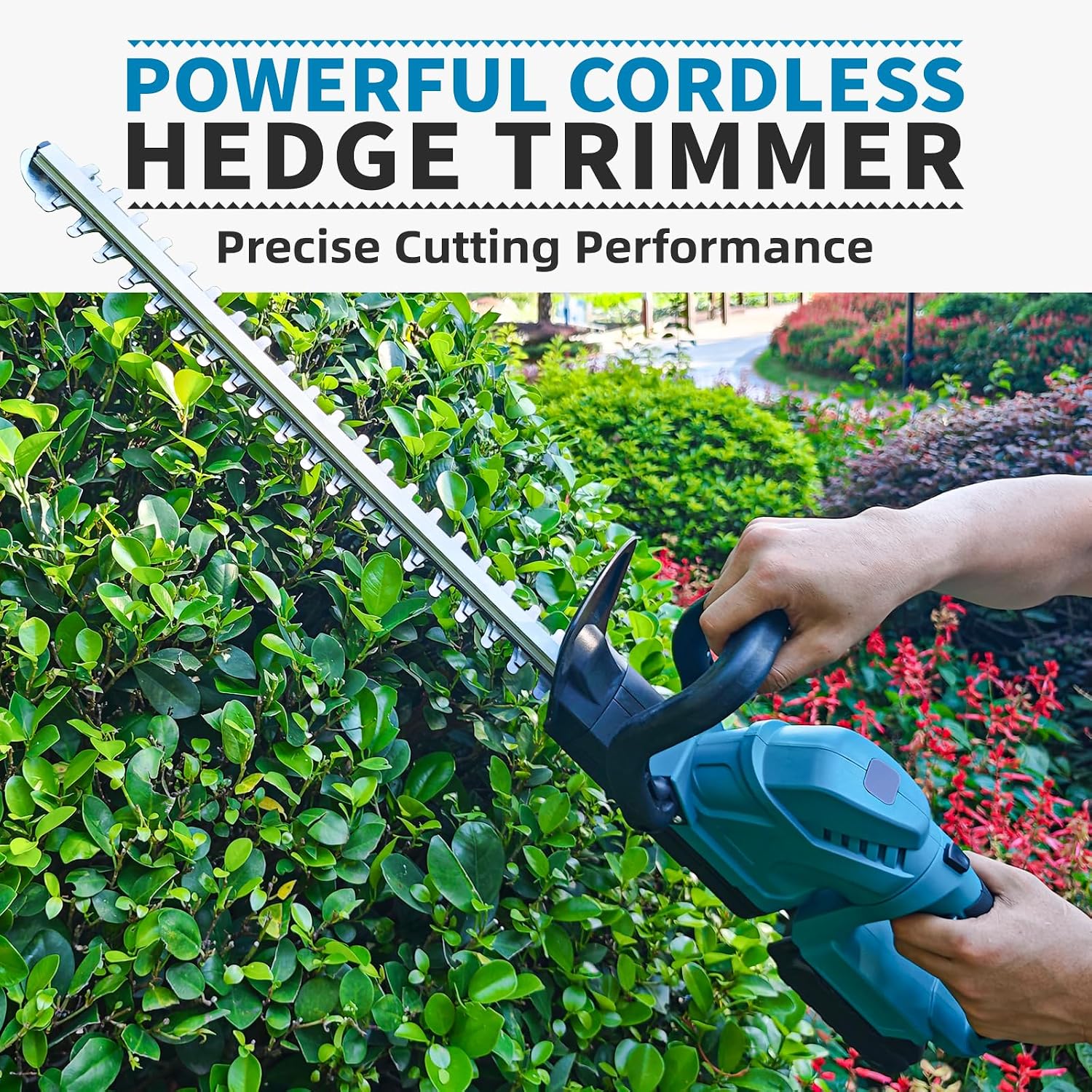 Detalle de Cordless Hedge Trimmer with Rotatable Handle for Makita 18V Battery (52cm, Brushless, Battery Not Included)