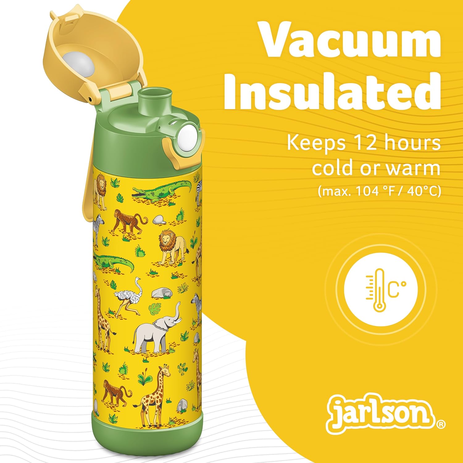 Detalle de Jarlson MALI Trinkflasche aus Edelstahl 500 ml – auslaufsicher, spülmaschinengeeignet, kalt/warm bis 12/6 Stunden