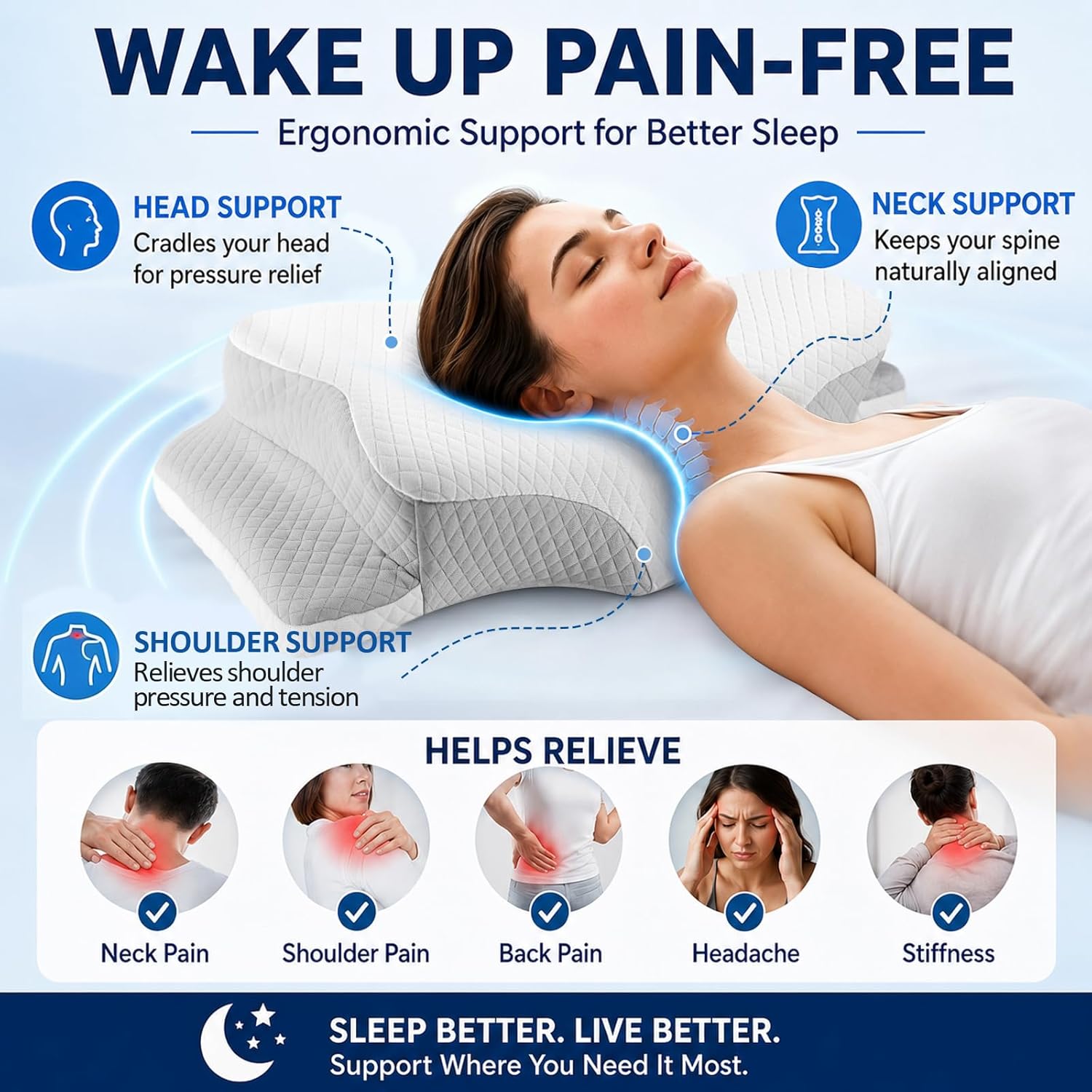 Detalle 2 de Hydomi Cervical Memory Foam Adjustable Orthopaedic Pillow