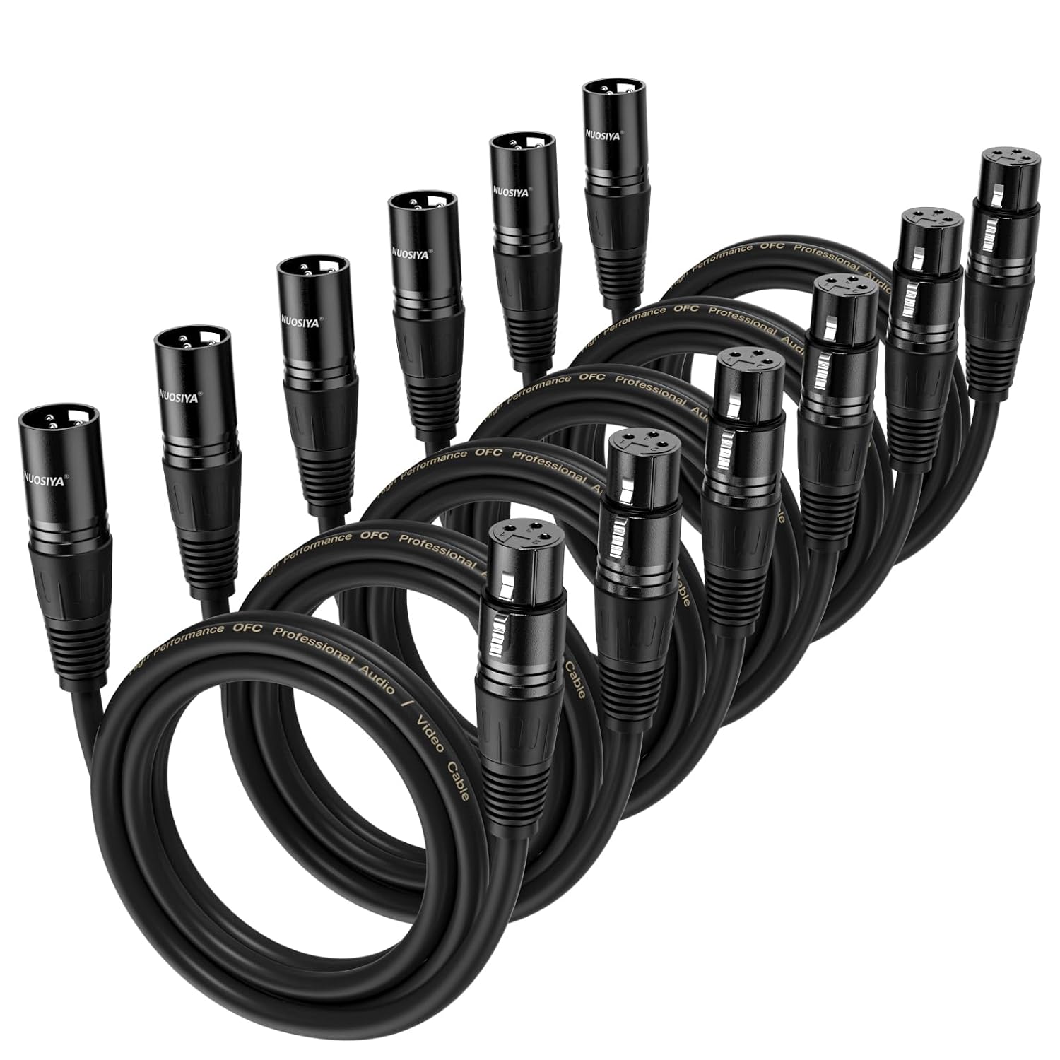 Detalle de NUOSIYA 3 Ft XLR Cable 6-Pack, Balanced 3-Pin Male-to-Female