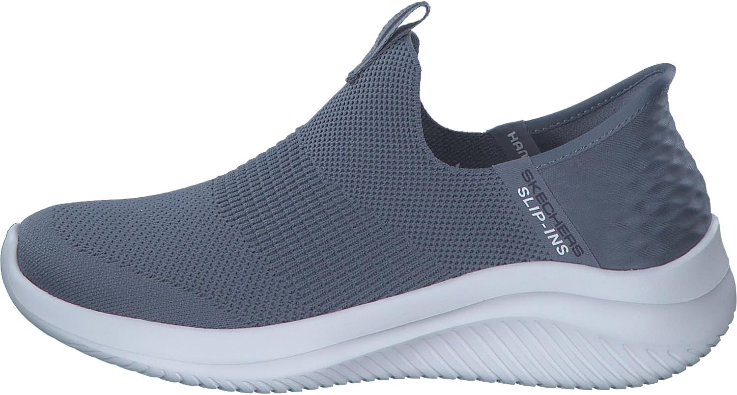 Detalle de Skechers Mujer Ultra Flex 3.0 Cozy Streak Slip-In – Entrenador ligero y cómodo (Slate Textile/Navy Trim) 36 EU