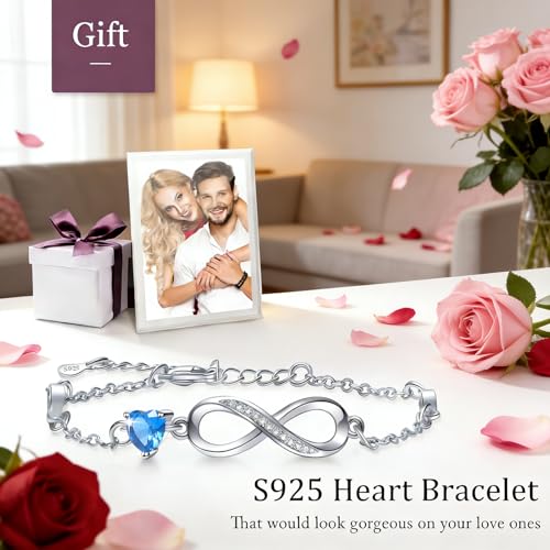 Thumbnail 5 de Tusuzik pulsera de plata de ley 925 con símbolo de infinito y corazón para el Día de la Madre