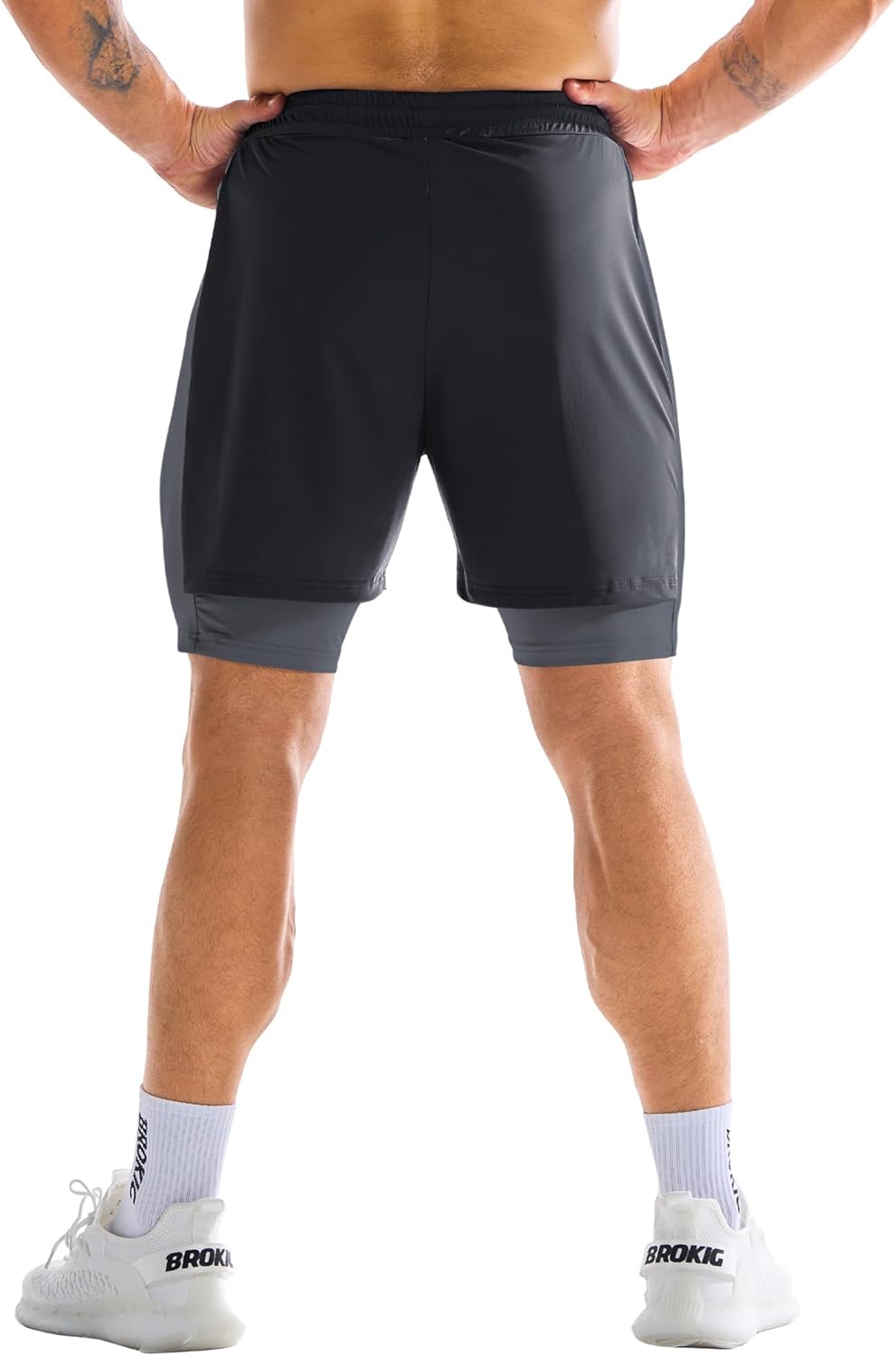 Thumbnail 1 de BROKIG Men's Liner Gym Shorts – Lightweight with Zip Pocket