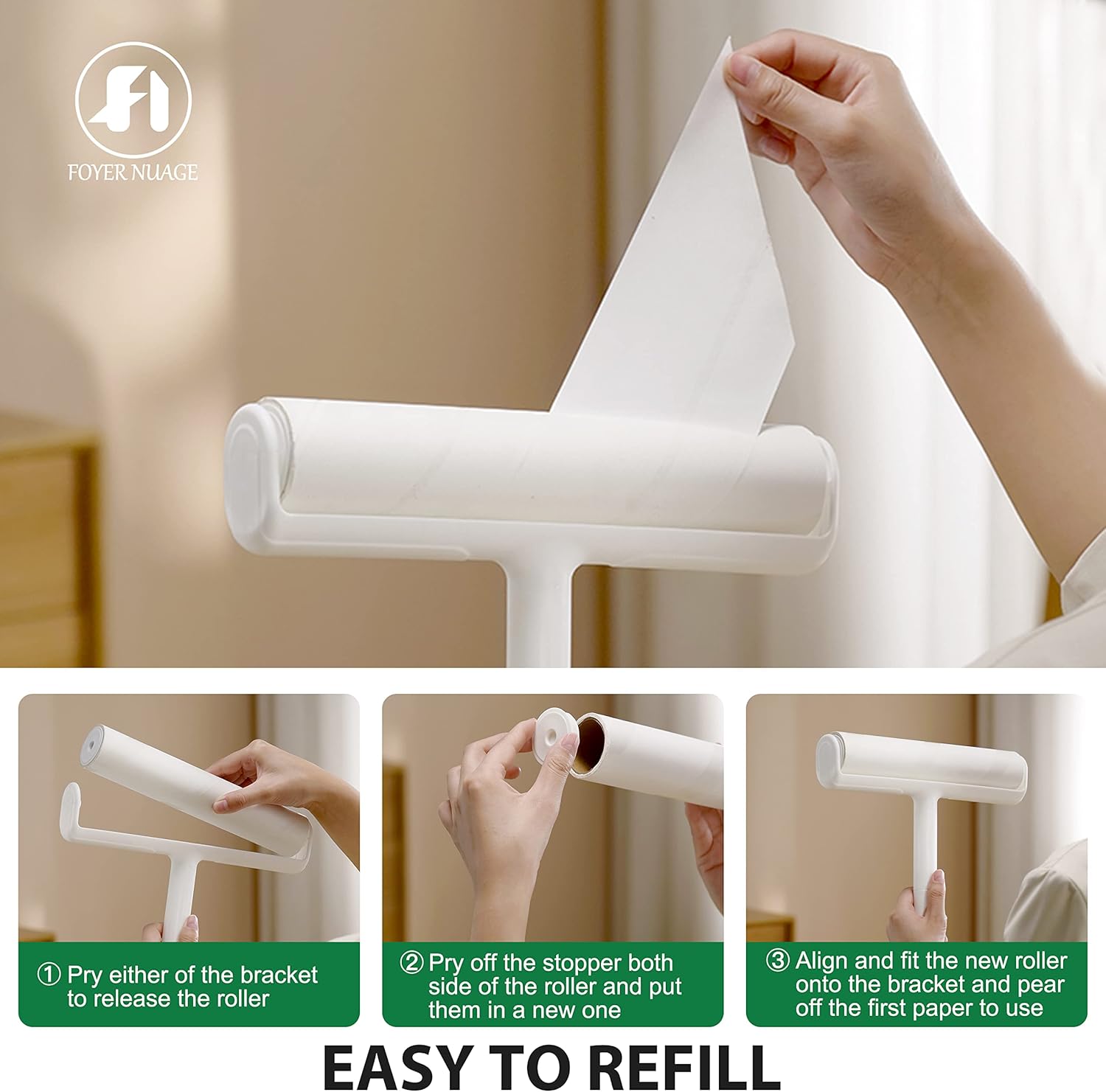 Thumbnail 5 de Foyer Nuage 9.5" Large Lint Roller for Pet Hair with Extendable Handle, Dust-Proof Cover & 5 Refills (300 Sheets)