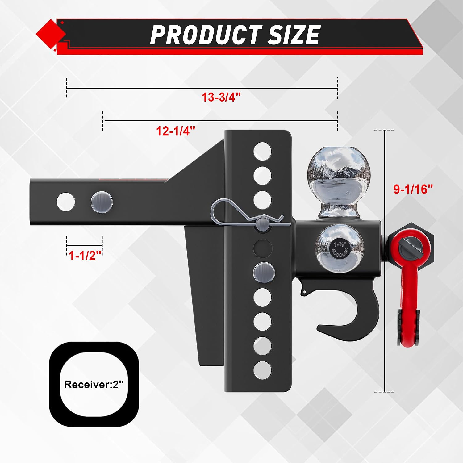 Detalle 2 de TYT Adjustable Tri-Ball Hitch 10,000 lb
