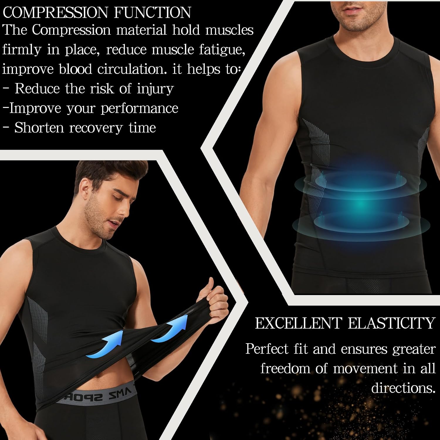 Detalle de AMZSPORT canotta compressione da uomo per palestra, running e bodybuilding