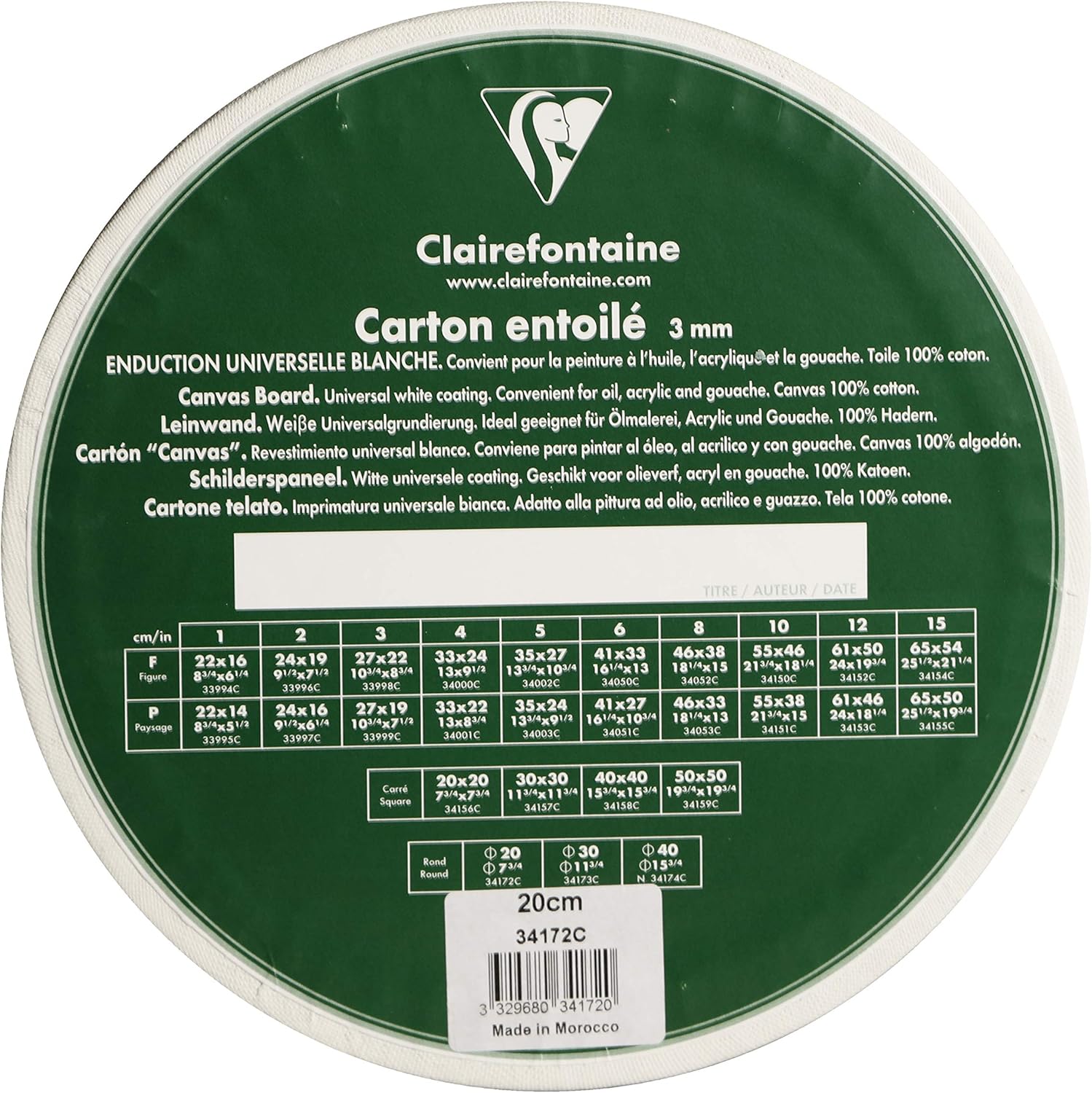 Thumbnail 6 de Clairefontaine 34174C – Carton à peindre rond 40 cm, toile coton, enduction blanche, 3 mm