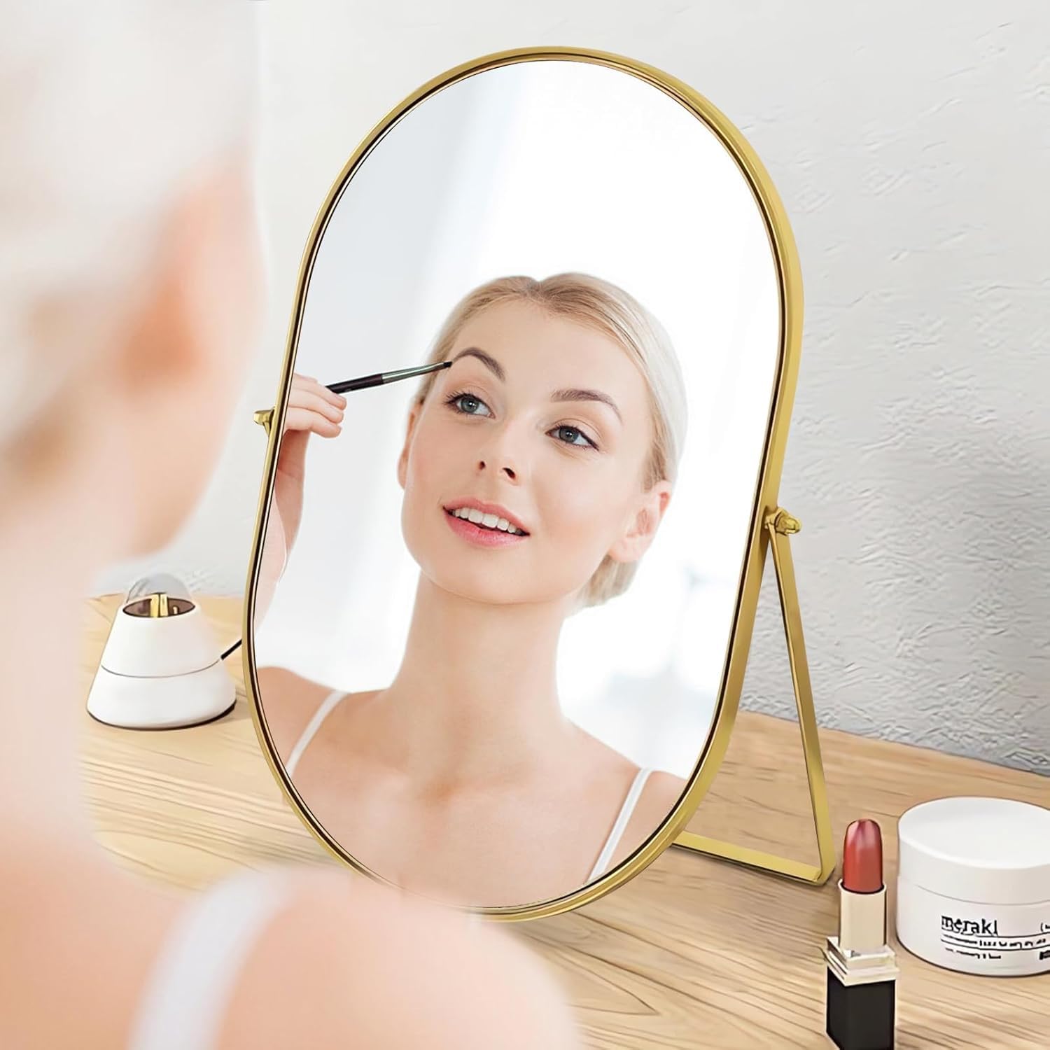 Thumbnail 2 de Hosoncovy Free Standing Desktop Mirror with Stand (Gold) – 22cm x 30cm dressing table cosmetic mirror