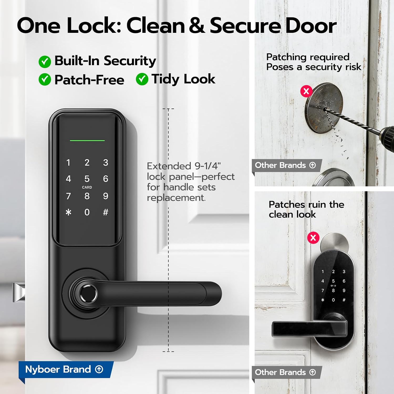 Detalle de Nyboer Smart Keypad Door Lock with Handle, 7-in-1