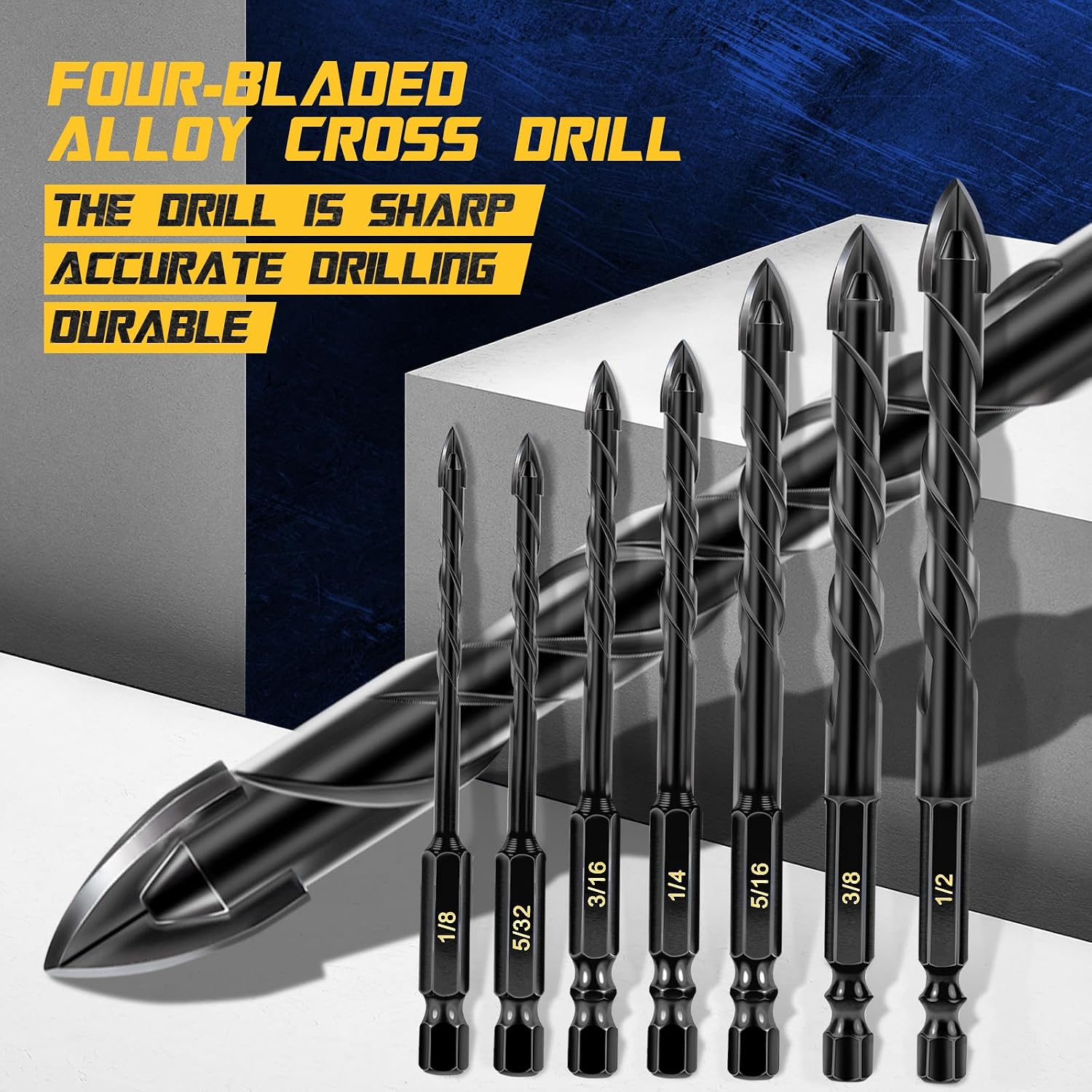 Thumbnail 1 de DYRECELVE Masonry Drill Bit Set, 1/4-Inch Hex Shank