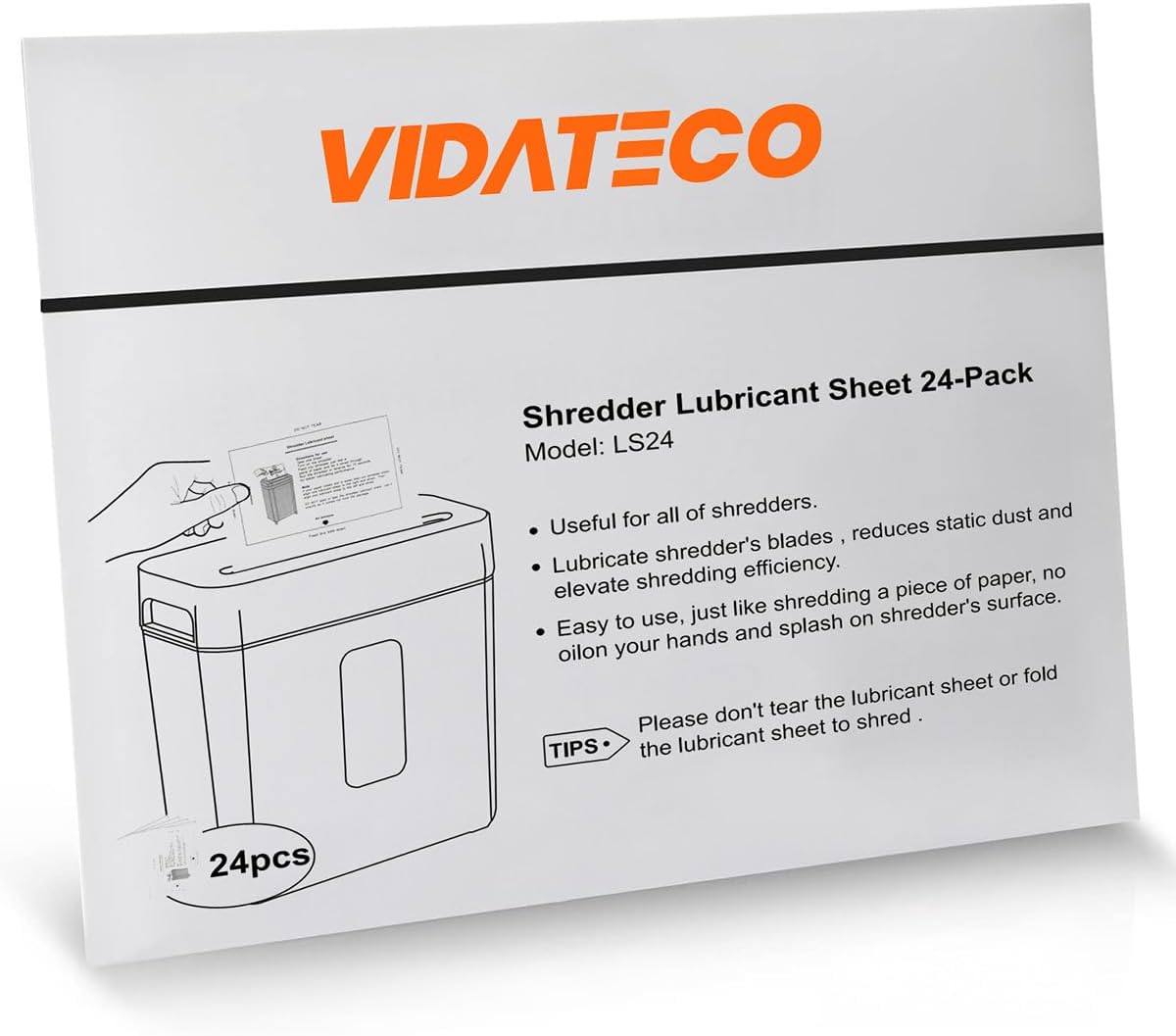 Thumbnail 6 de Papier huilé Vidateco pour destructeur de documents – Lot de 24 feuilles (21,4 x 15,1 cm) | Lubrifie, nettoie et affûte les lames