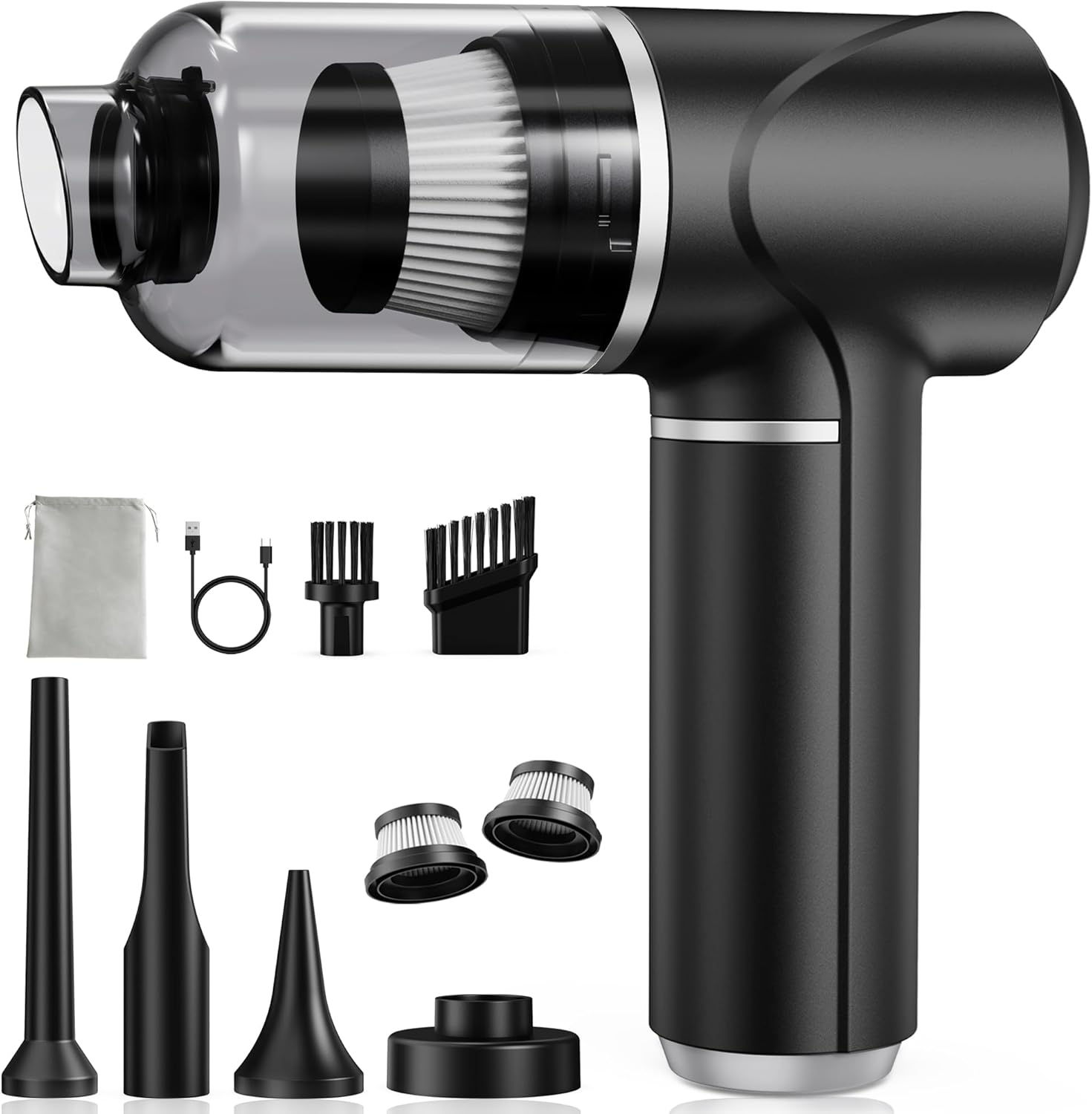 Detalle de Piarhlie Handstaubsauger Akku Kabellos 30kPa – Kompakter 4-in-1 Mini-Staubsauger für Auto, Büro und Zuhause