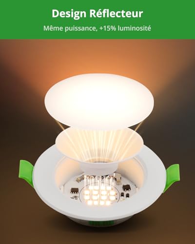 Thumbnail 6 de HOMEOW Lot de 20 Spot LED Encastrable Extra Plat 5W – 68–80 mm, IP44, Blancs T° 2700/4000/6000K