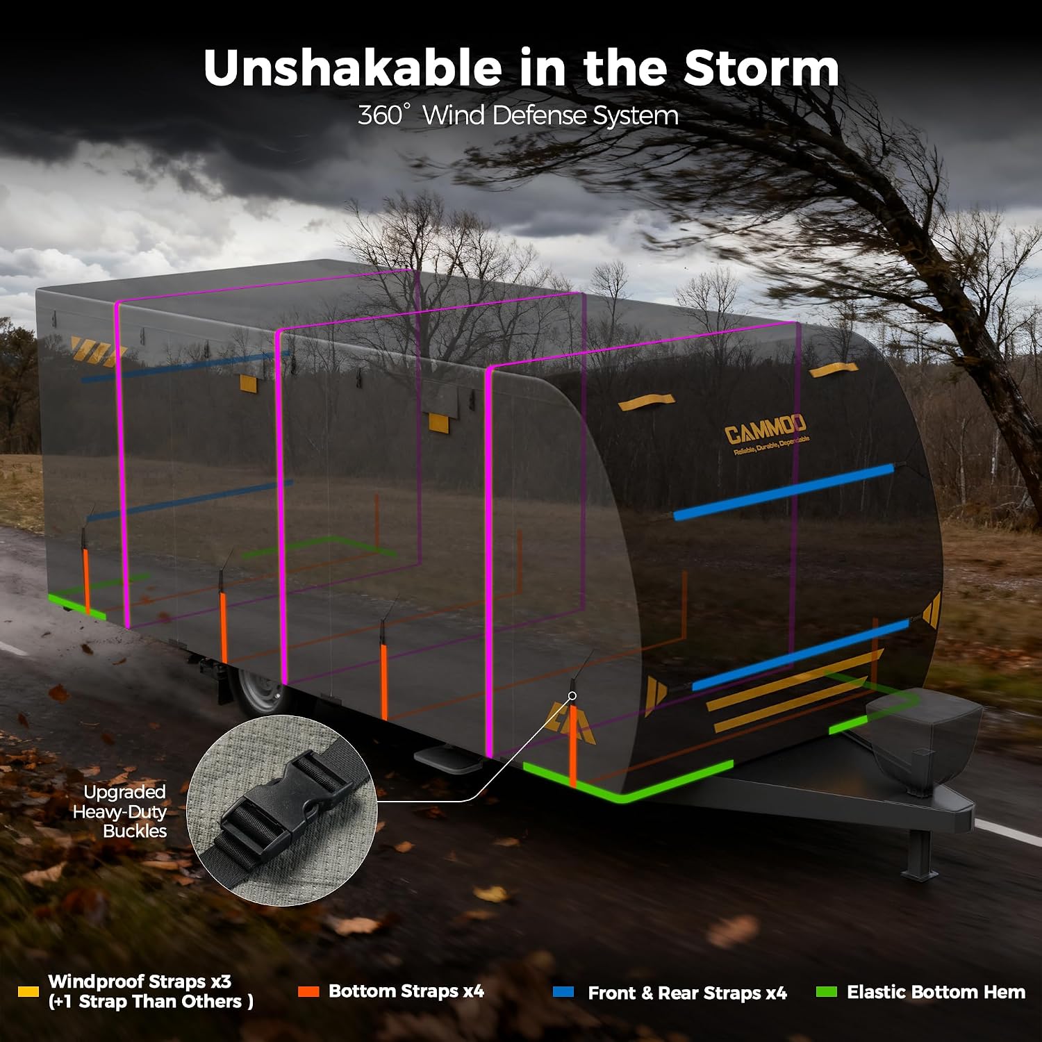 Thumbnail 3 de CAMMOO RV Cover for 24-27ft Travel Trailer — 9-Layer 180g Heavy Duty All-Weather Protection