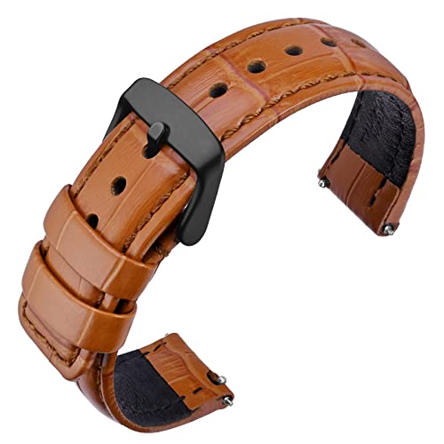 Detalle de ANNEFIT cinturino in pelle 18 mm a sgancio rapido, marrone chiaro e fibbia nera