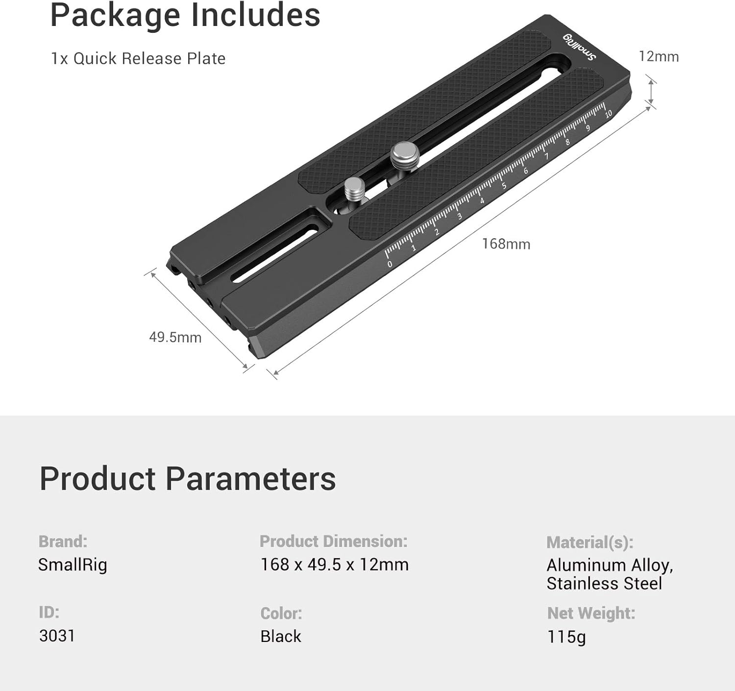 Thumbnail 5 de SMALLRIG 3031B Long Quick Release Plate pour gimbal