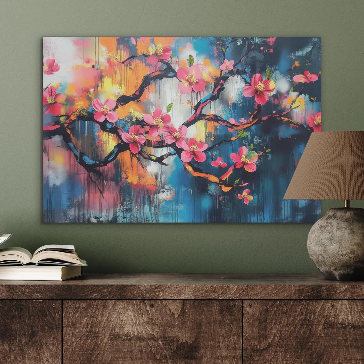 Thumbnail 3 de MuchoWow vilten wandpaneel 60 x 40 cm, bloemenmotief in roze