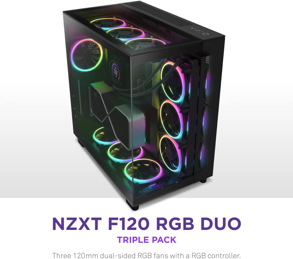 Thumbnail 1 de NZXT F120 RGB Duo (RF-D12TF-B1) — pack de 3 ventilateurs double LED de 120 mm avec contrôleur