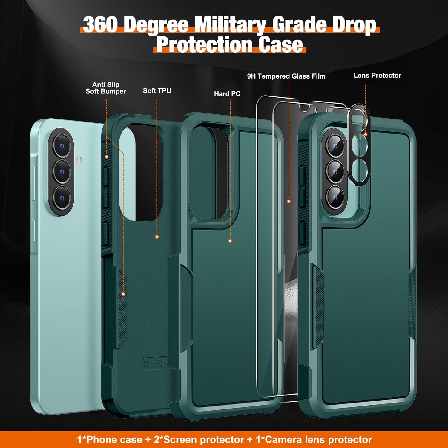 Thumbnail 1 de UITUIM Military-Grade Case for Samsung Galaxy A37 5G with Glass Screen Protector