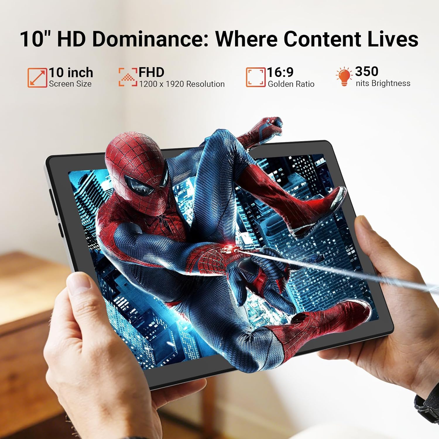 Thumbnail 4 de Hakaug 10 Inch Android Tablet (Android 15) with Octa-Core, 24GB RAM, 64GB Storage, IPS HD Display, WiFi + Bluetooth (Black)