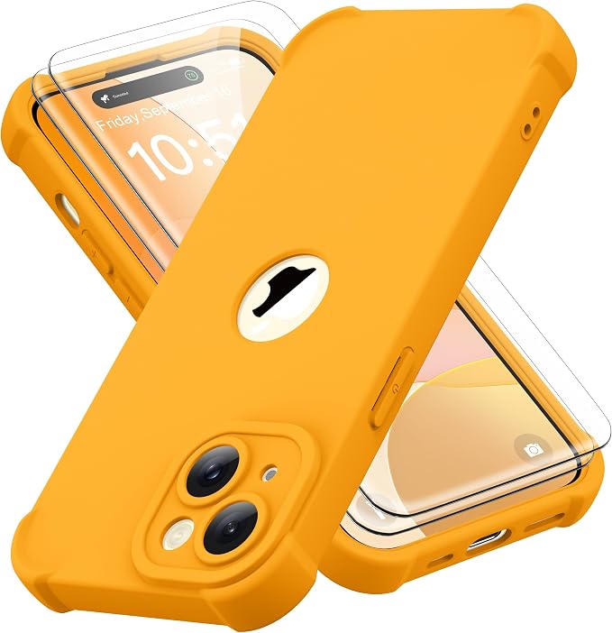 Detalle de ORETECH Funda iPhone 15 Amarillo con Protector y Protección 15FT