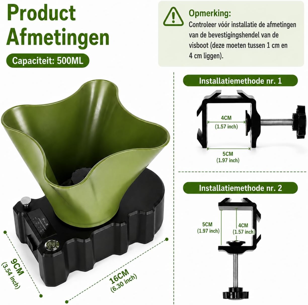 Detalle de fourq SWQ-S1 roterende aasstrooier voor voerboten, 360° draaibaar