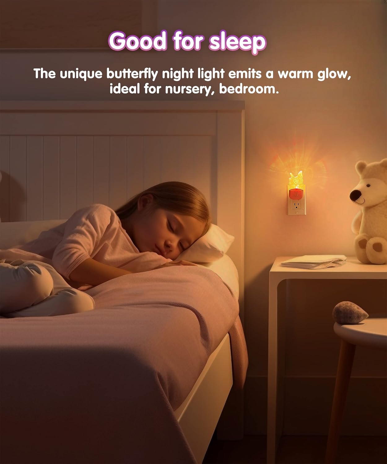 Detalle de L LOHAS LED GY-083-09-US-2 Butterfly Night Lights, 2-Pack, Colour-Changing