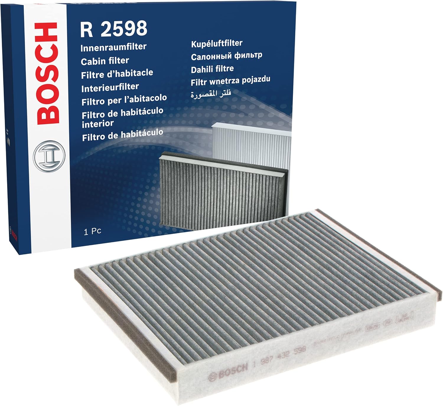 Detalle de Bosch Filtro Abitacolo ai Carboni Attivi R2598 – filtrazione avanzata e profili anti-odore per un’aria interna più pulita