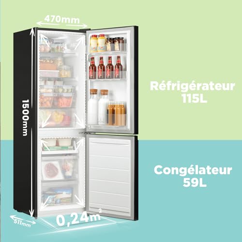 Thumbnail 2 de Comfee' 174L Frigo Congélateur – Réfrigérateur-congélateur 2 compartiments (115 L / 59 L) avec Low Frost