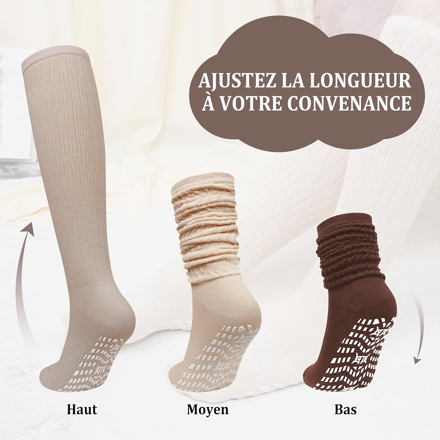 Detalle 2 de PUTUO Chaussettes Yoga Antidérapantes Femme