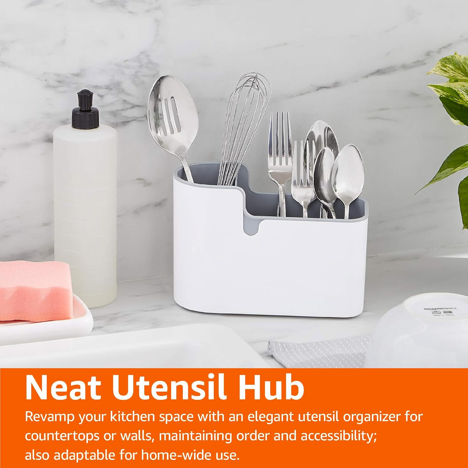 Thumbnail 4 de Amazon Basics Countertop & Wall Organisation for Utensils, White/Grey