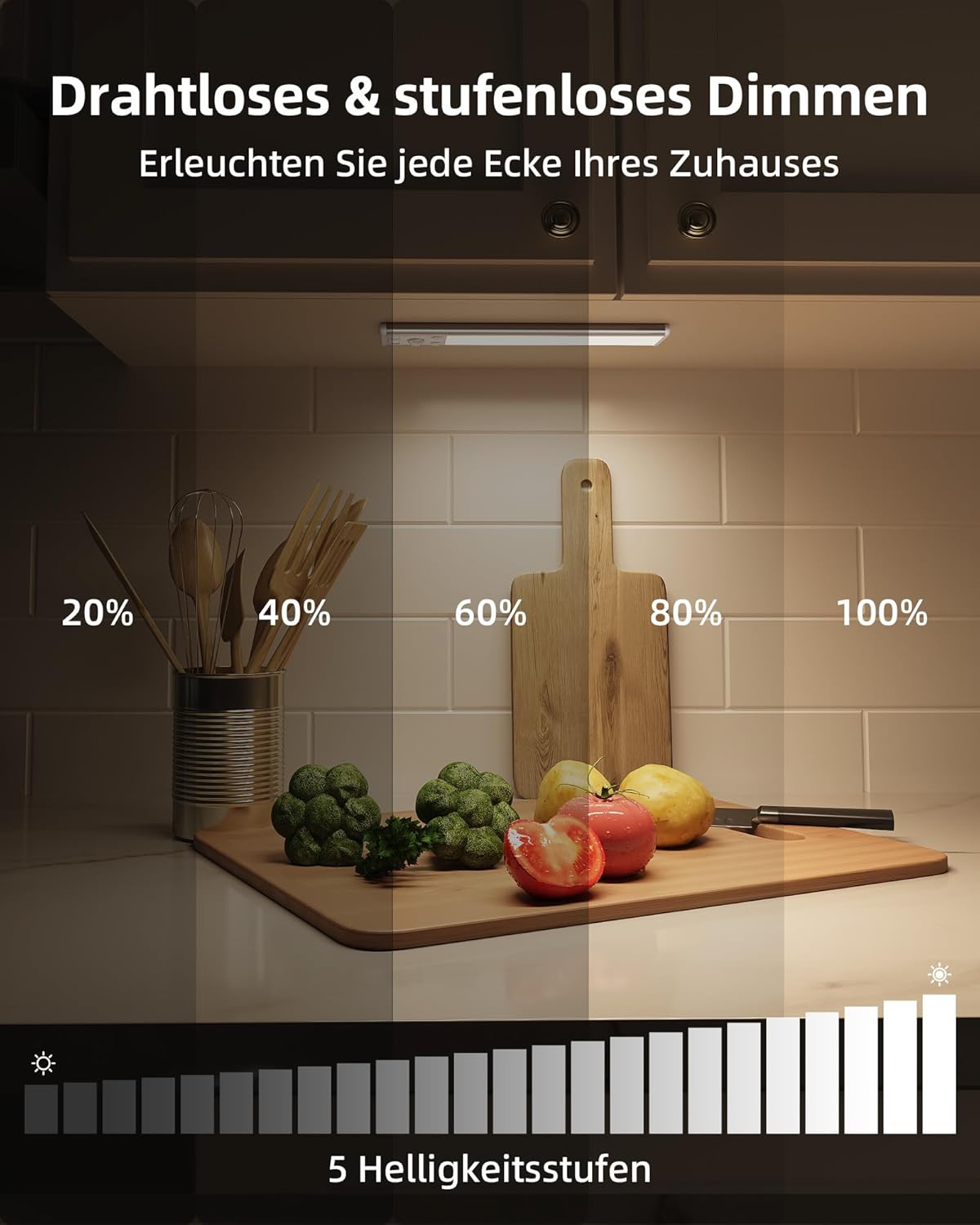 Detalle de EZVALO Schrankbeleuchtung LED 30 cm mit Bewegungsmelder – recargable Unterbauleuchte für Schrank, Küche & Co. (2er-Set, Schwarz)