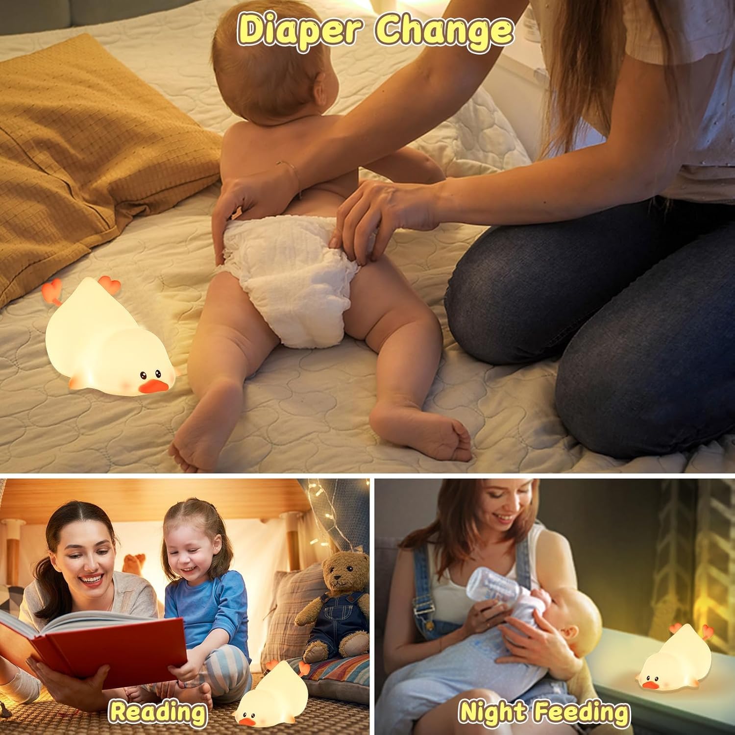 Thumbnail 5 de ZKLiLi süße Ente Nachtleuchte aus Silikon – Touchlicht mit 7 Farben, USB-kabel, tragbar