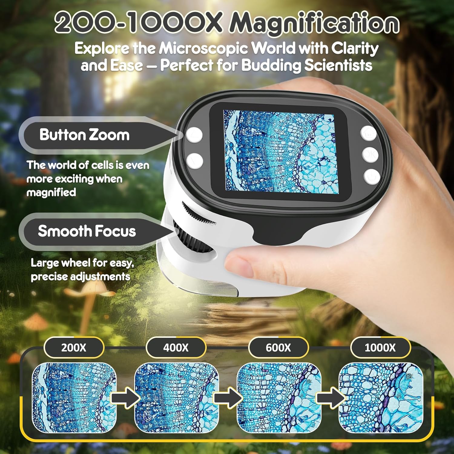 Thumbnail 1 de 1000X Digitales Handmikroskop mit 2,0-Zoll Display – Komplett-Set mit 32GB Karte, EVA Transportkoffer und USB-Lupe