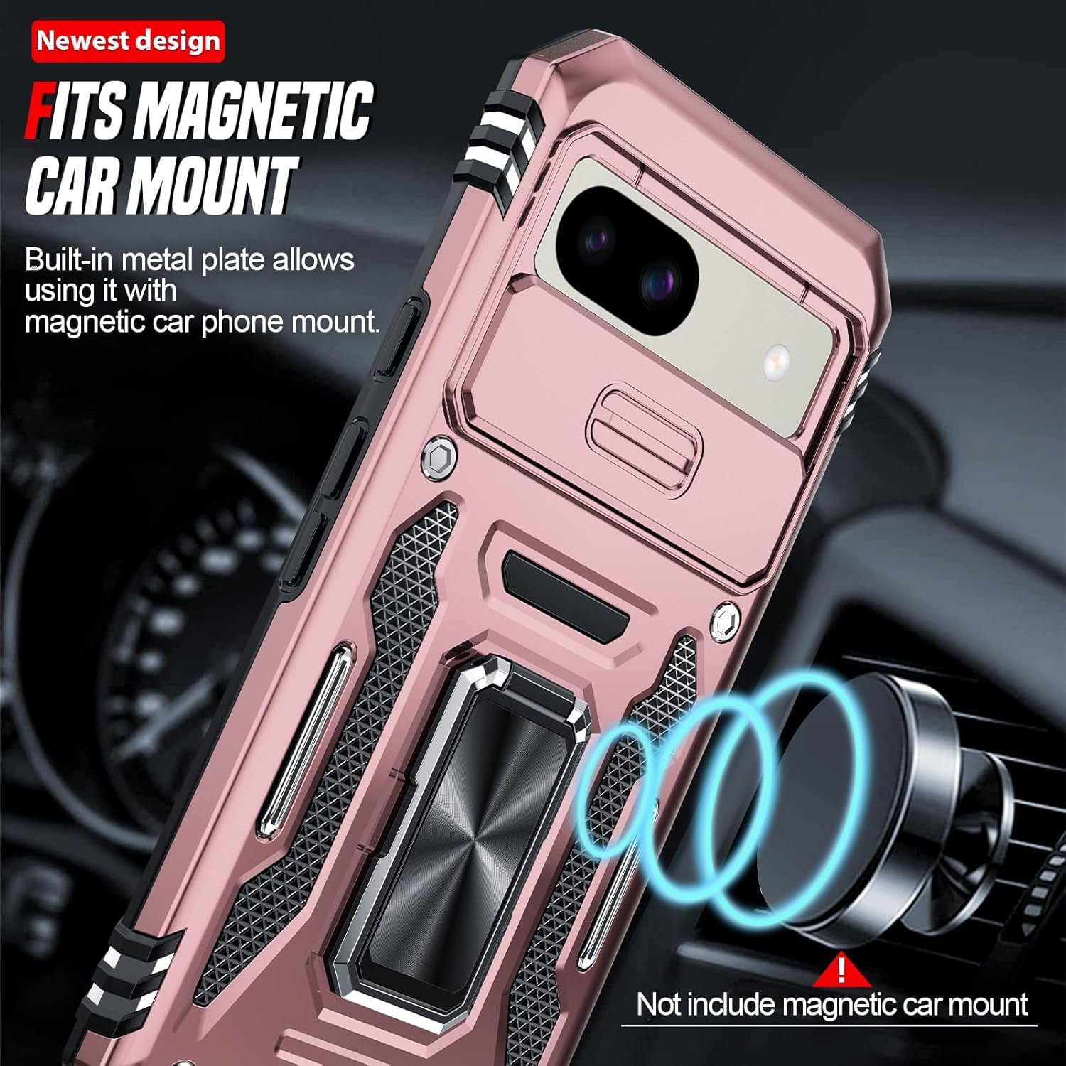 Thumbnail 4 de LeYi for Google Pixel 8a Case with camera lens cover slider and kickstand (Rose Gold)